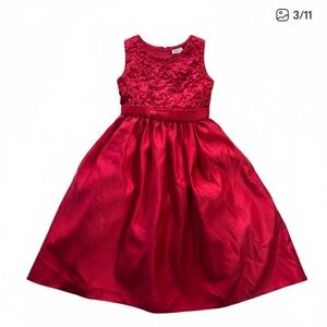 Sugar Plum Red Satin&Lace Holiday Valentine Gala Party Dress Girls Size 4